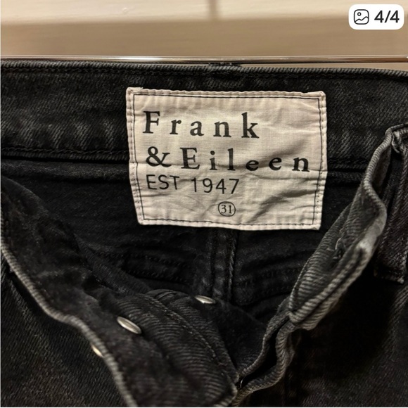 Frank & Eileen Monaghan Jeans size 31, Black Denim Raw Hem - Picture 3 of 3
